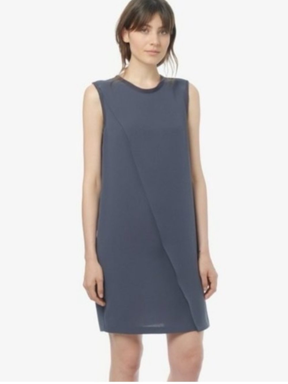 VINCE Gray Slate Sleeveless Faux Wrapped Seamless Shift Mini Dress size 6